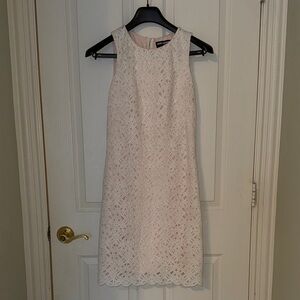 Karl Lagerfeld White / Blush Lace Midi Dress